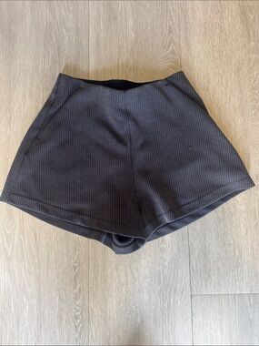 High-Waist Black Ribbed Women’s Shorts